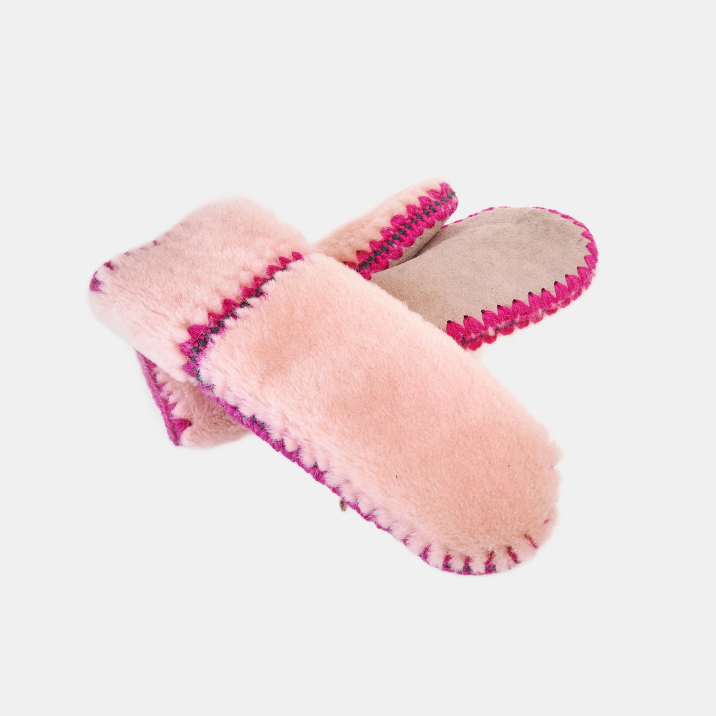 Handschuhe Lammfell Damen pink/pink